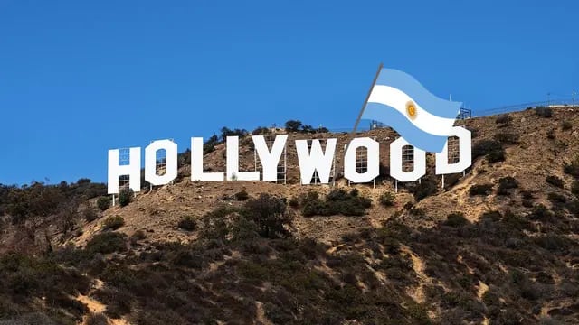 Bandera argentina en Hollywood