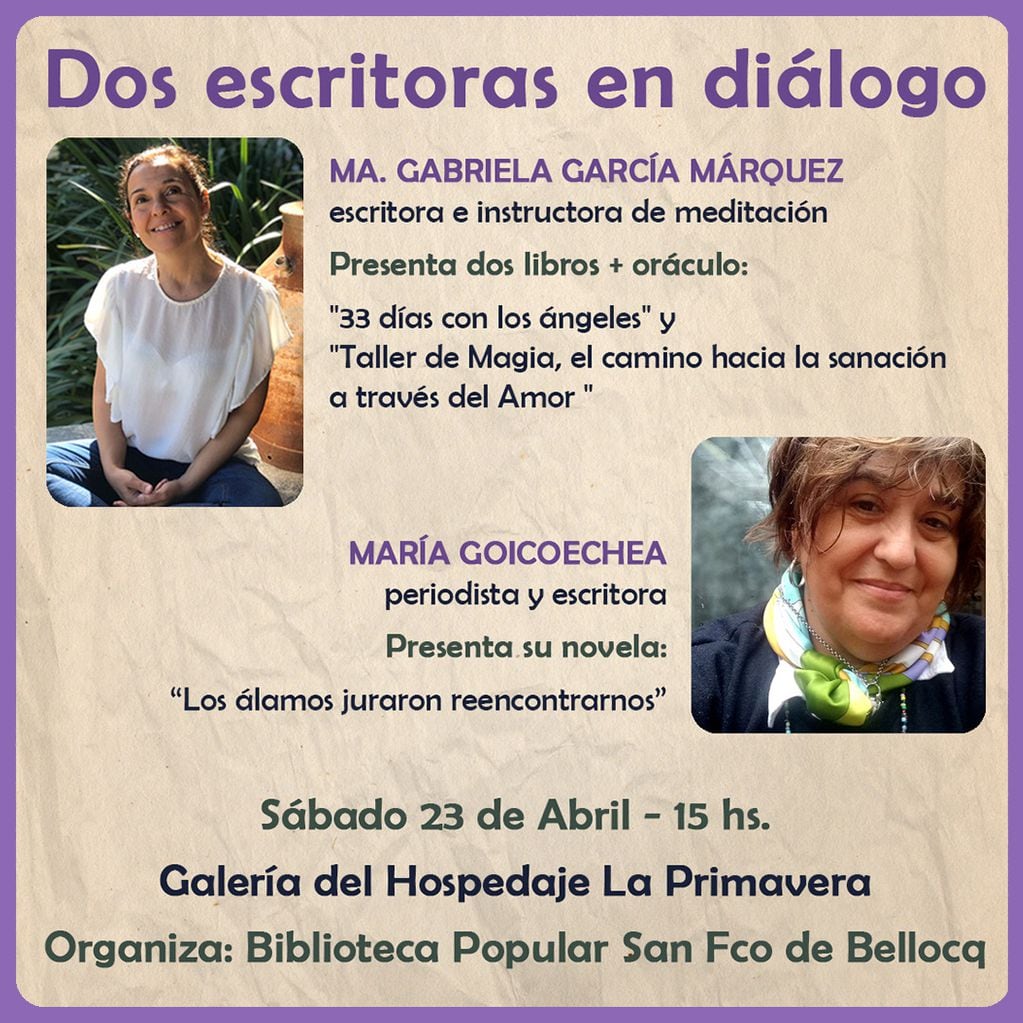 “Dos escritoras en diálogo”: Autoras tresarroyenses presentan sus libros en San Francisco de Bellocq