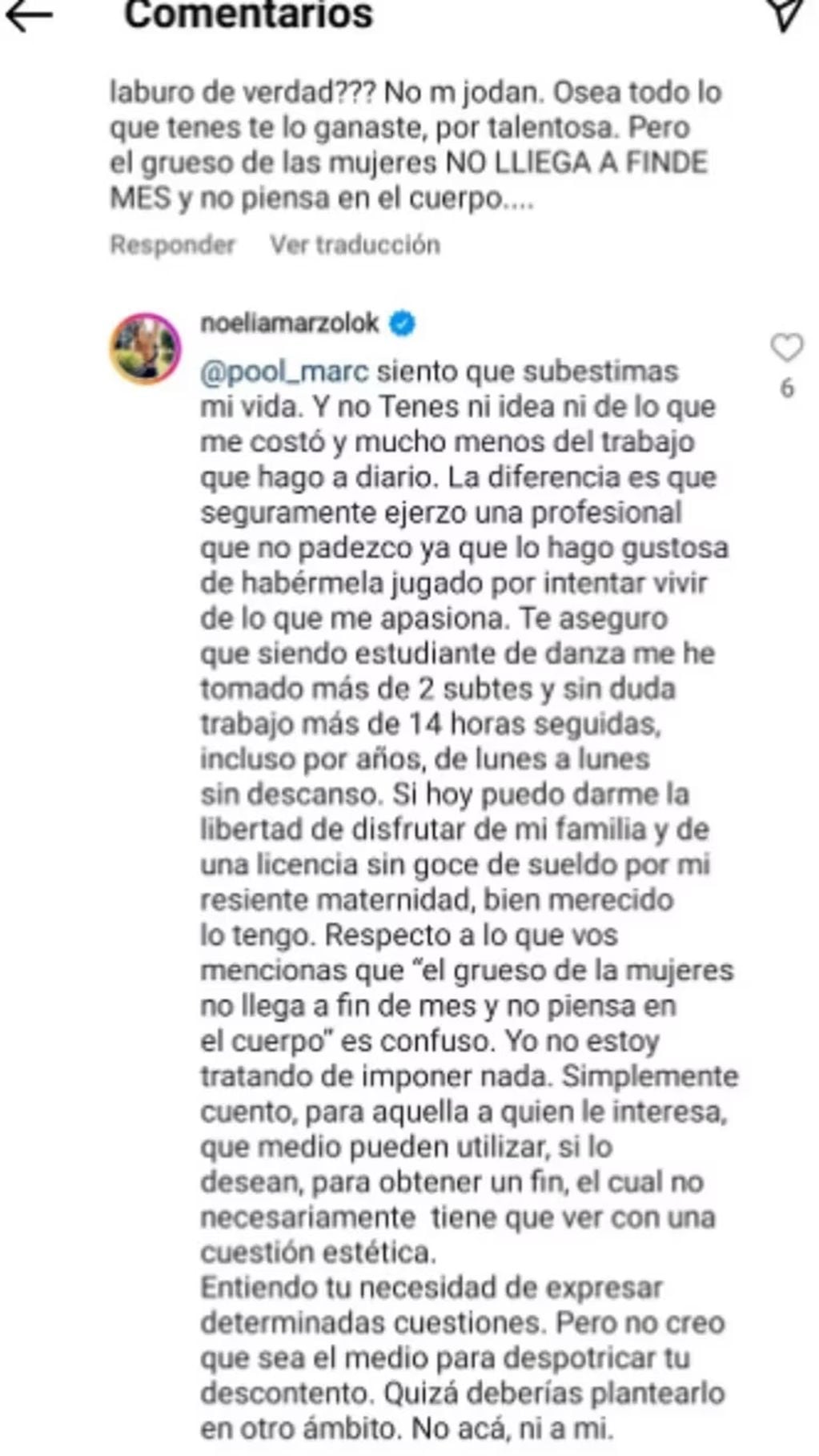La respuesta de Noelia a las críticas sobre el contenido de su rutina de ejercicios tras ser madre