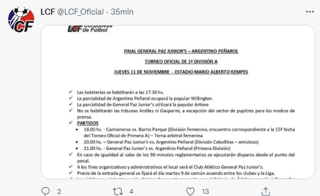 Los detalles para la gran final de Liga entre Peñarol y Juniors.