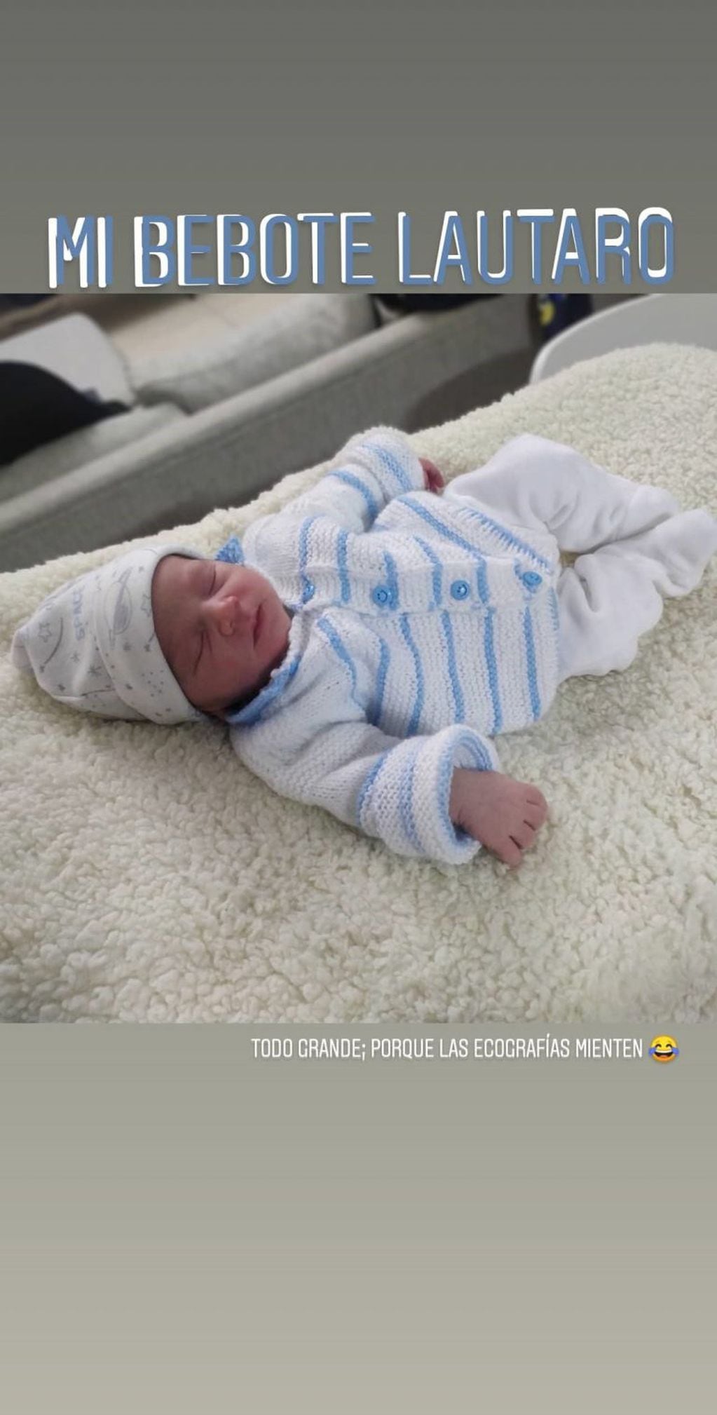 La madre de Lautaro celebró el nacimiento con una publicación en su cuenta de Instagram. (@prietodalilabelen)
