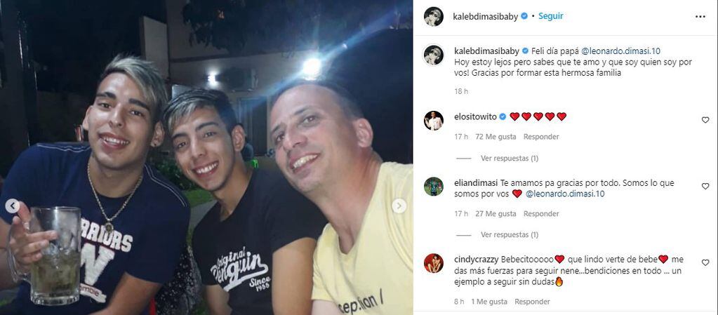 La publicación de Kaleb di Masi en Instagram por el día del padre.