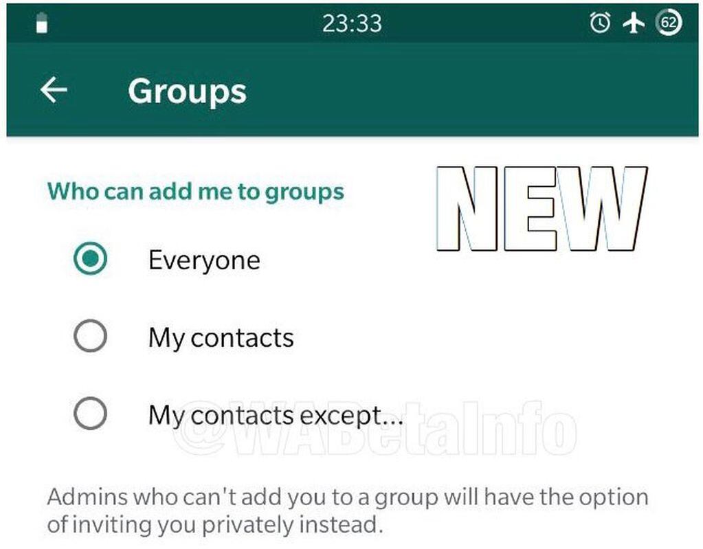 El servicio prepara una actualización que permitirá seleccionar quién puede agregarte a chats grupales.