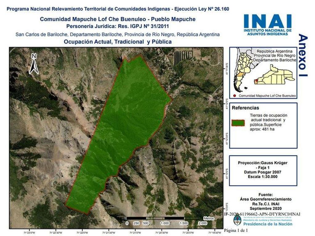 Territorio que cedió el INAI en Bariloche (web).