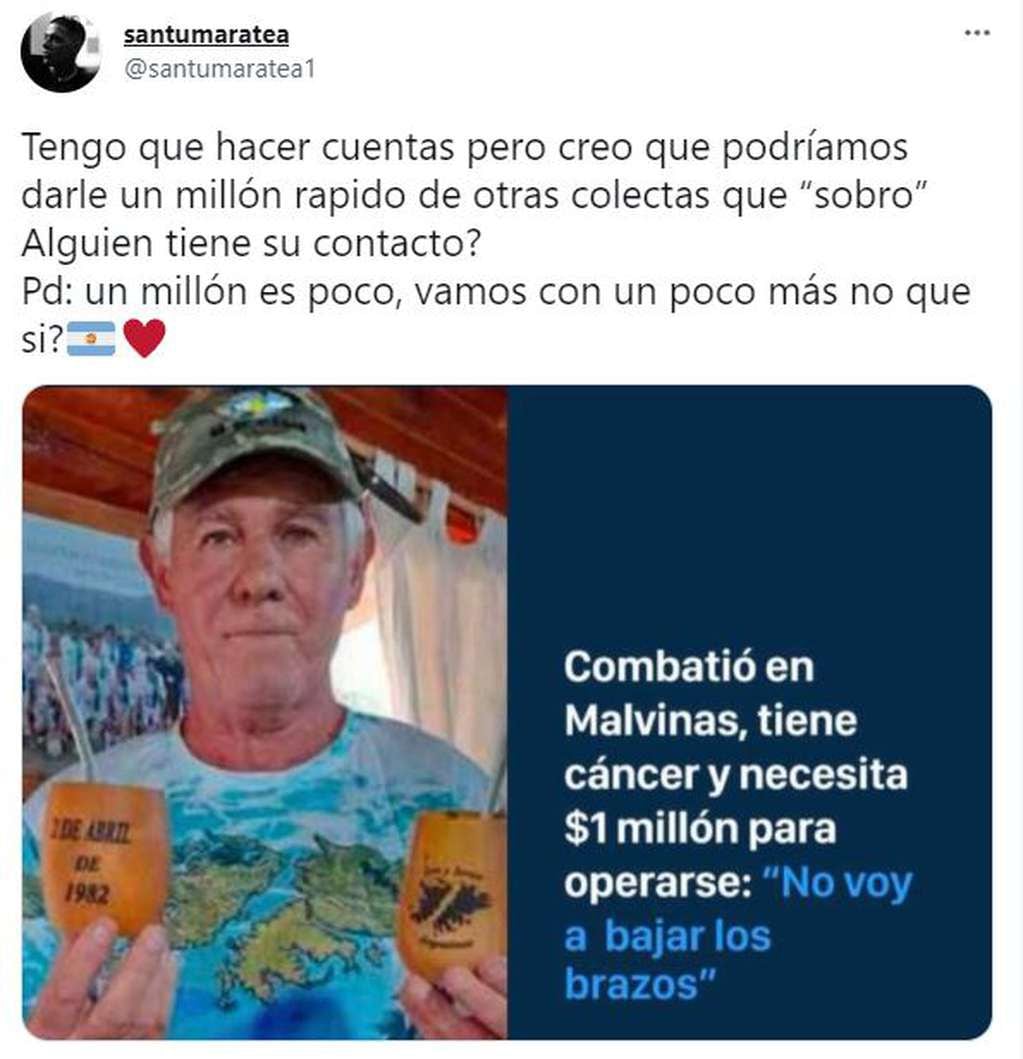 El tuit de Santi Maratea para ayudar a Miguel Ángel González.