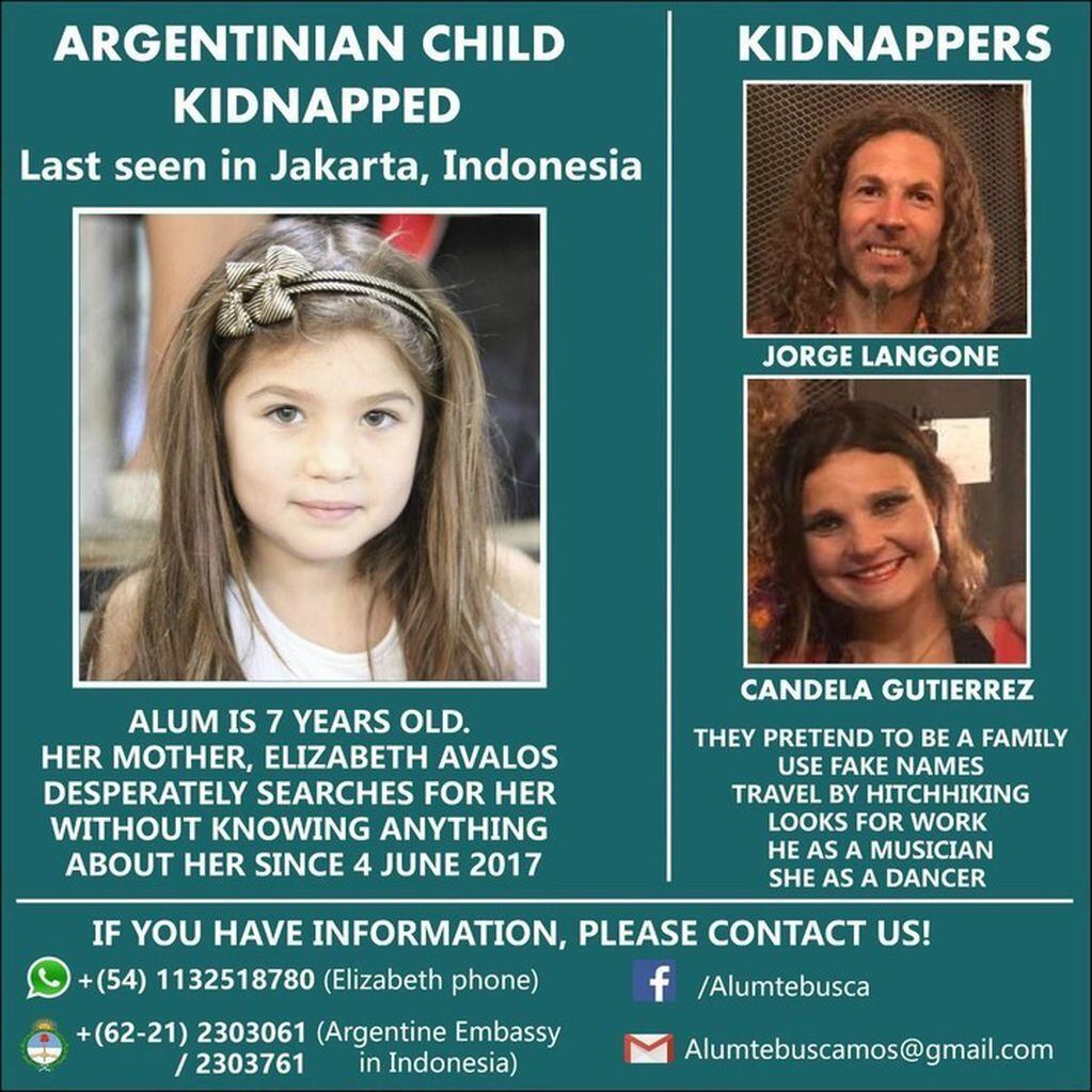 Busqueda de una nena argentina en Malasia