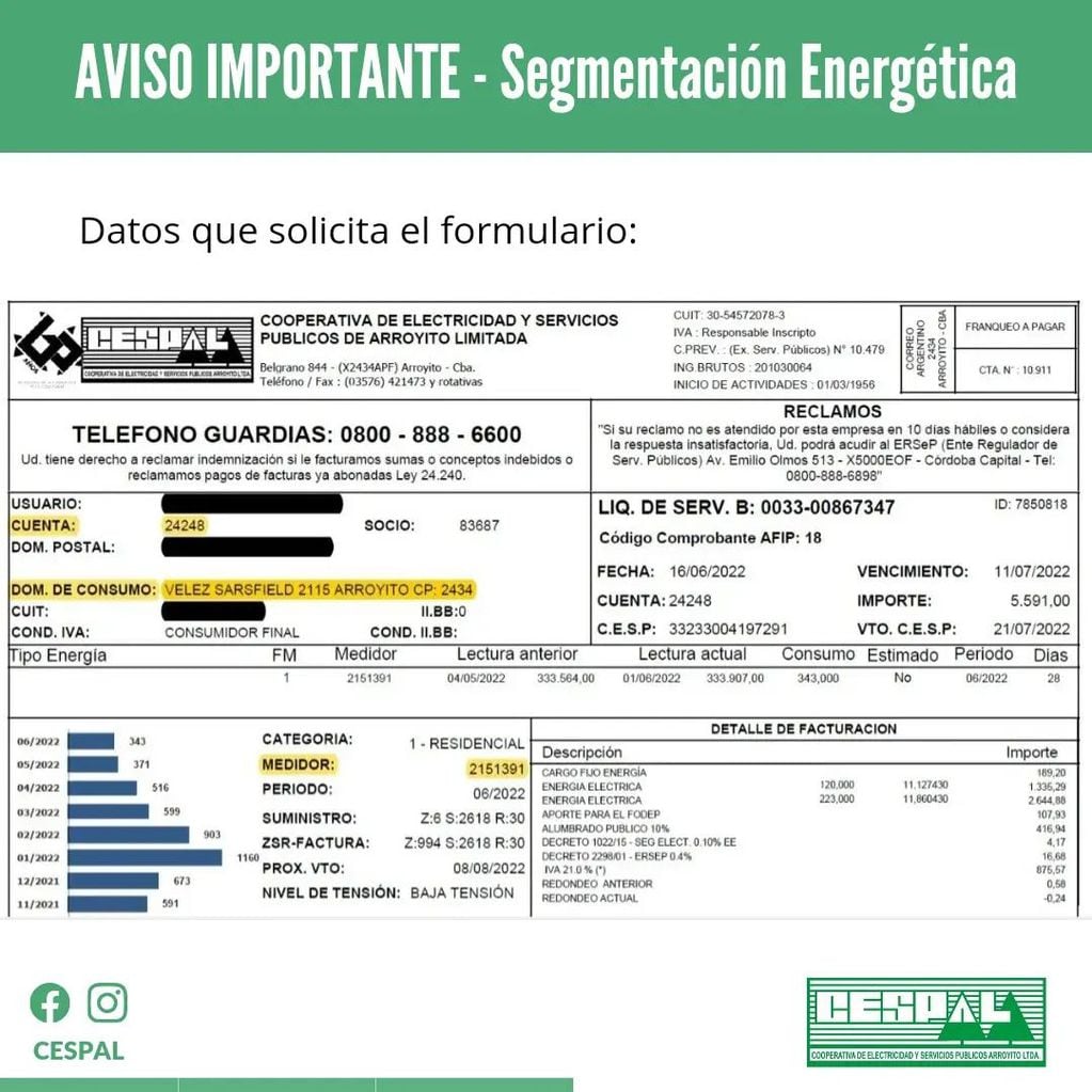 Tramites para mantener los subsidios de Energía Eléctrica y Gas Natural en Arroyito