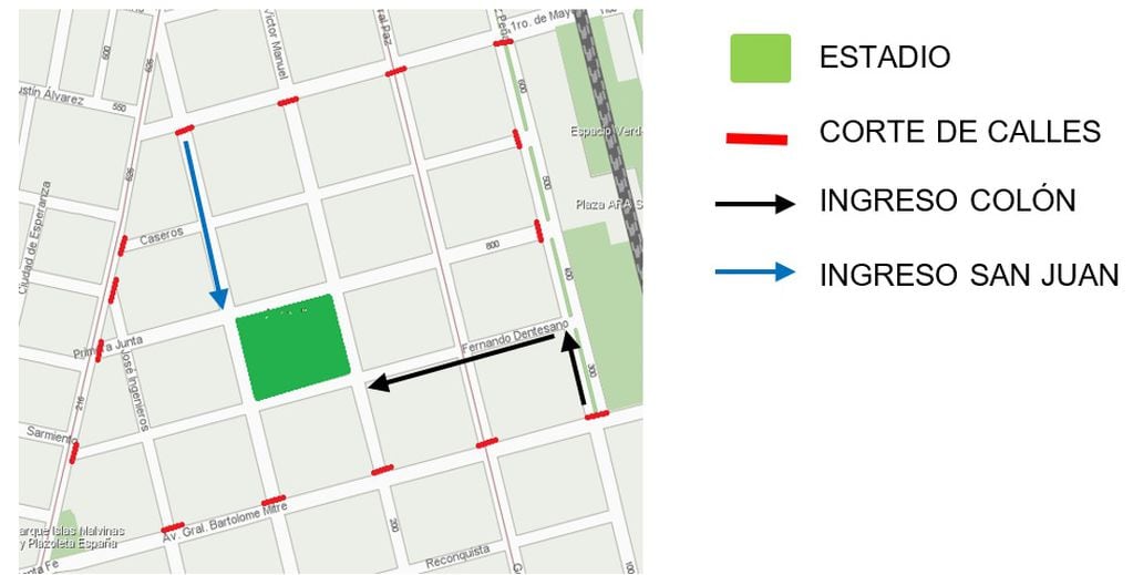 Operativo de seguridad por el partido Colón - Sportivo Peñarol de San Juan