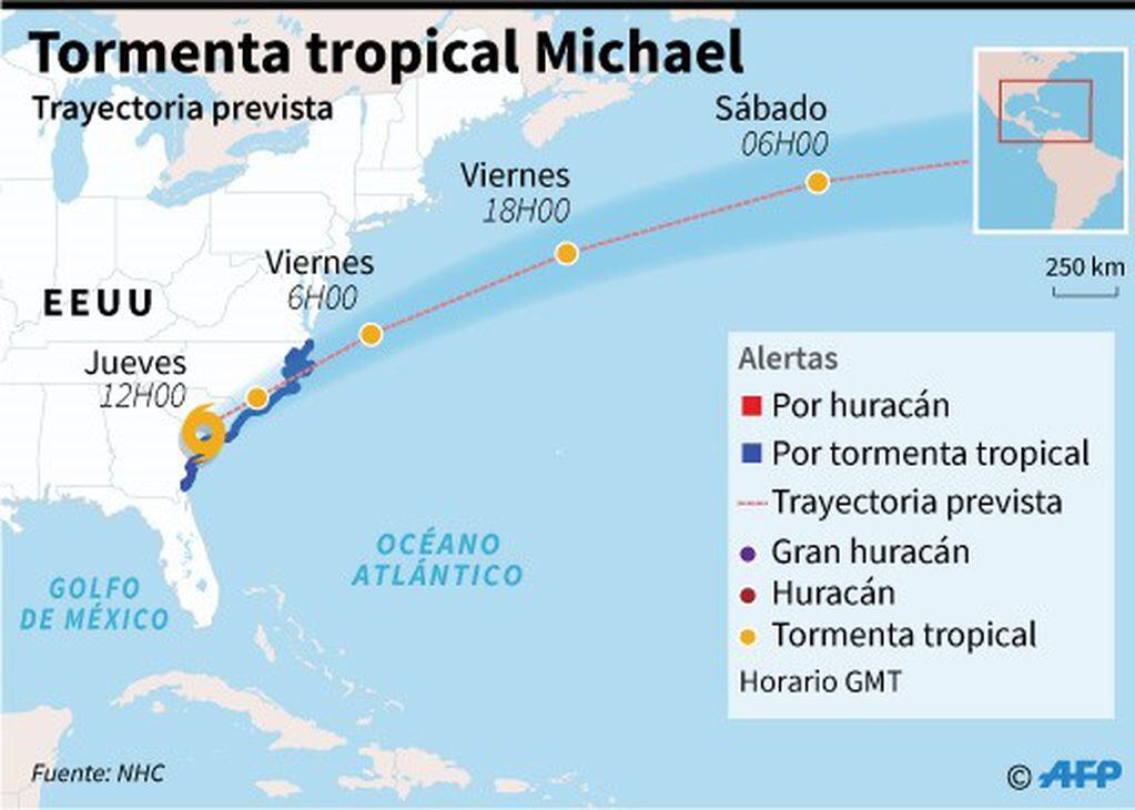 Michael se degradó en tormenta tropical. (AFP)