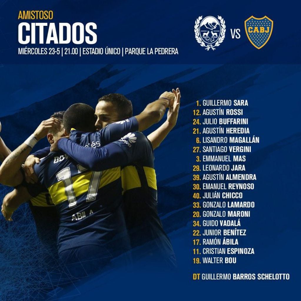 Lista de jugadores de Boca ante el amistoso en san Luis.