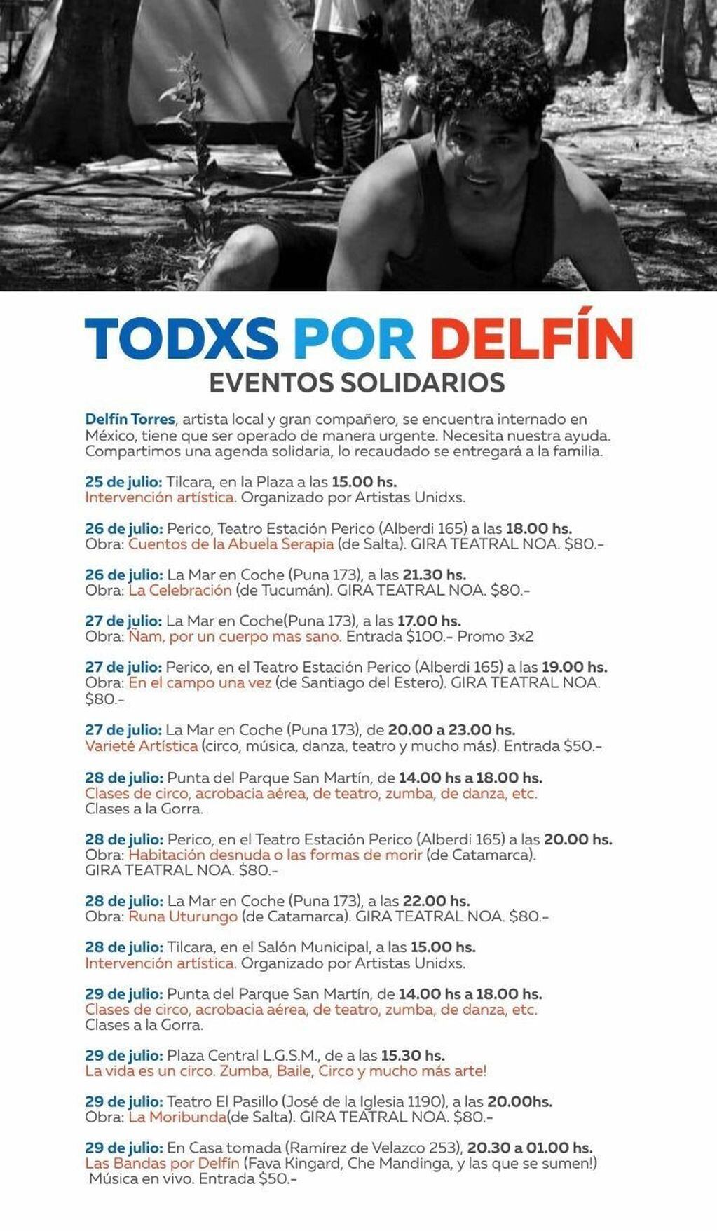 Las actividades solidarias organizadas para recaudar fondos para Delfín Torres.