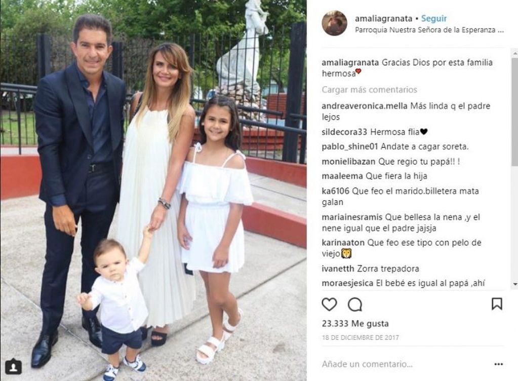 Amalia Granata y familia. (Foto: Instagram)