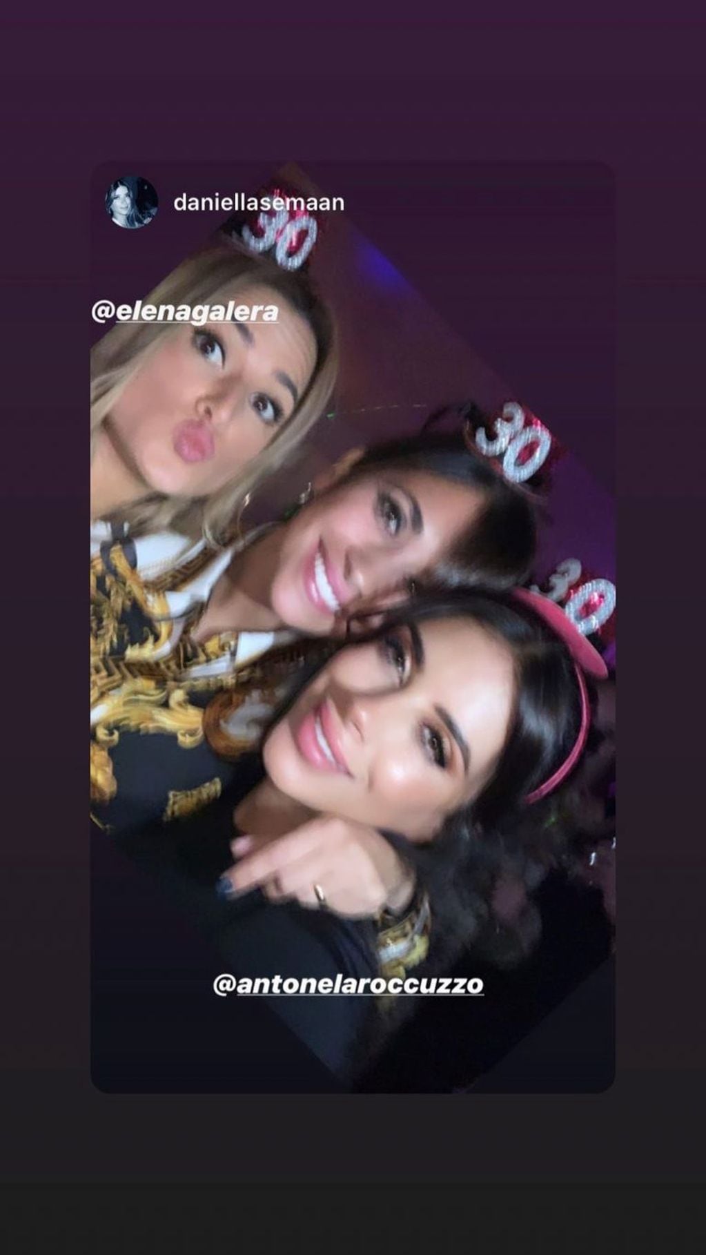 Daniella Seman saludó a Sofía Balbi en su cumpleaños. (Instagram/antonelaroccuzzo)
