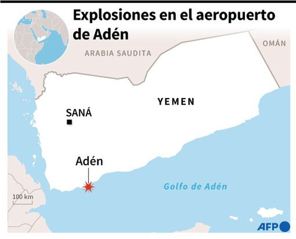 El mapa de Yemen. (AFP)