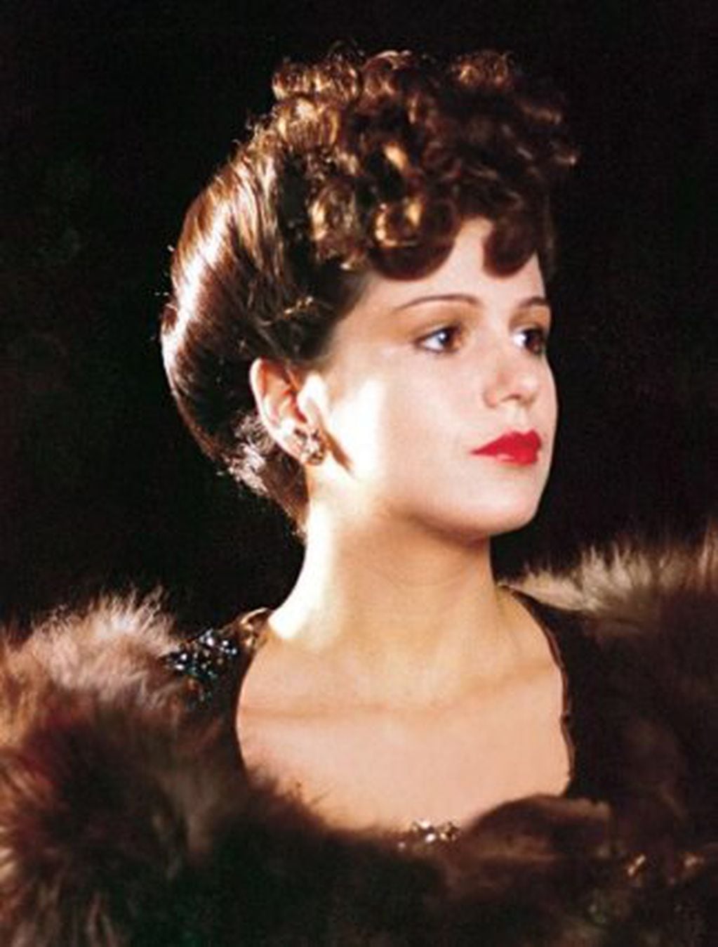 Flavia caracterizada como Eva Duarte en 1983.