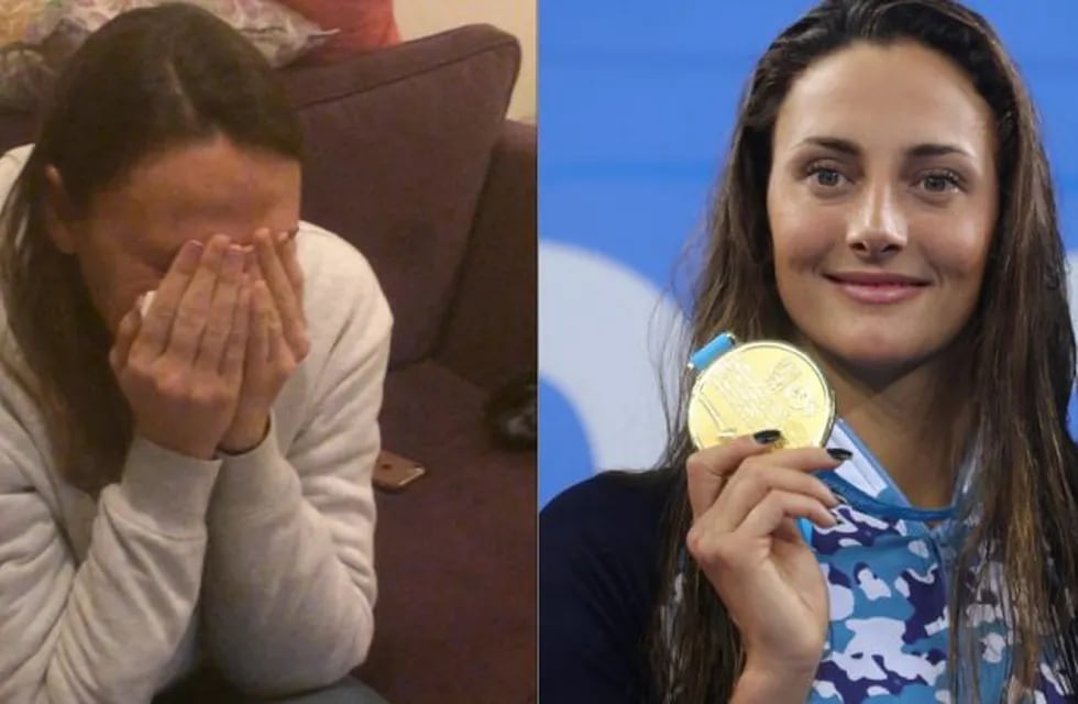 Georgina Bardach emocionada por la medalla de oro de su hermana, Vicky.