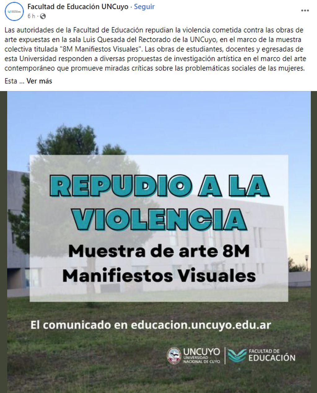 En las redes sociales repudiaron el acto de violencia en UNCuyo.