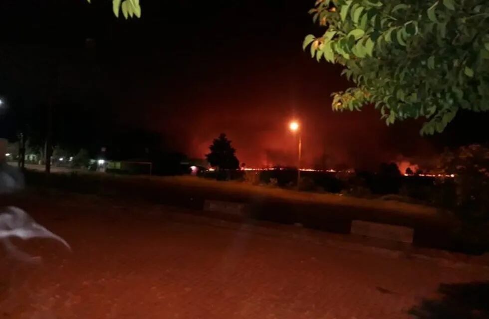 Incendio en pastizales de un campo vecino a la UNaM en Posadas. (MisionesOnline)