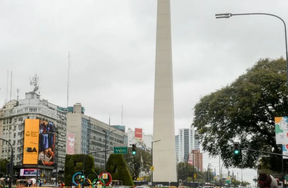 El Obelisco comienza a vestirse para la ceremonia de apertura de Buenos Aires 2018 (Foto: Pablo Elías/Buenos Aires 2018)