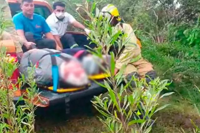 Los abuelos rescatados tras caer al vacío desde la aerosilla de Los Cocos.