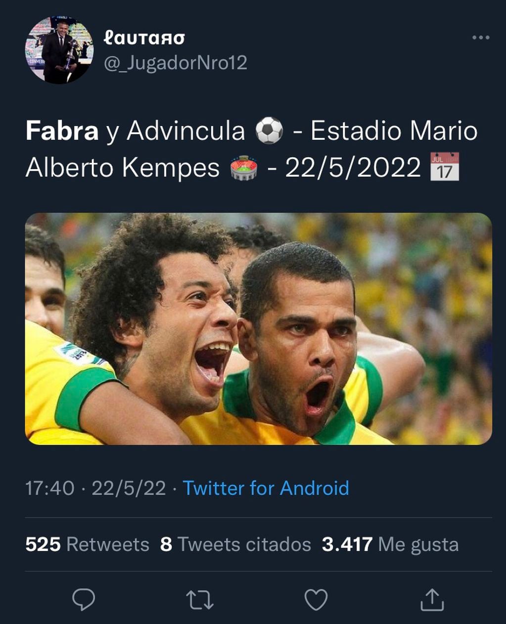 El usuario @_JugadorNro12 comparó a los laterales de Boca con Marcelo y Dani Alves.