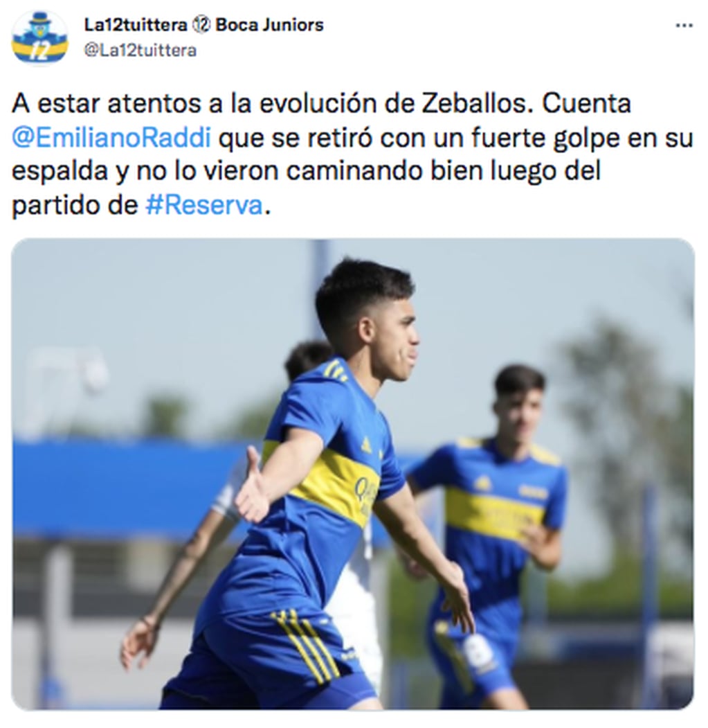 Exequiel Zeballos no pudo completar el partido de Reserva de Boca.