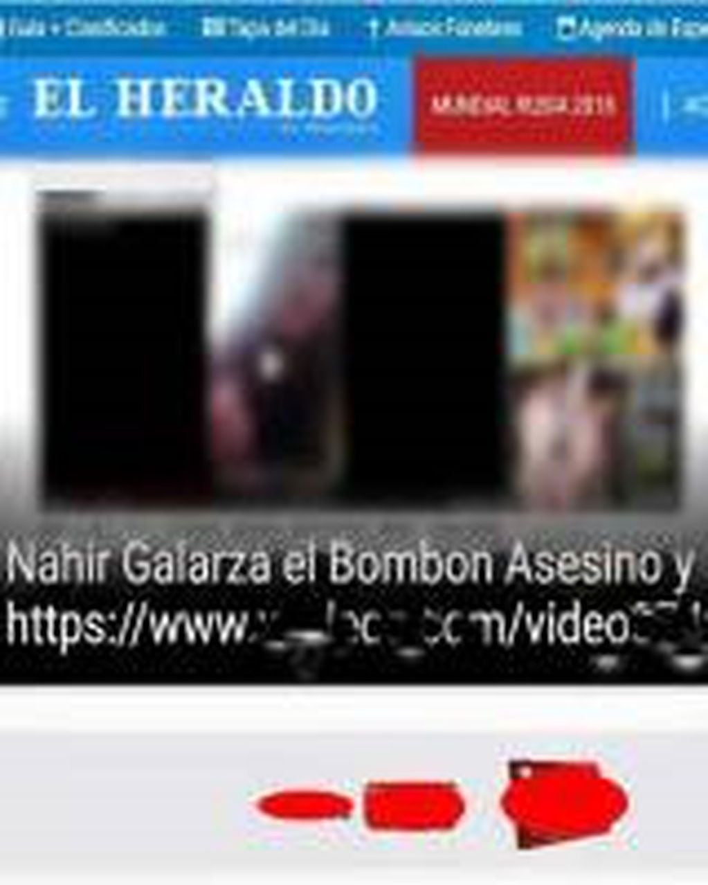La portada online del diario "El Heraldo" de Concordia apareció hackeada este viernes con el video prohibido de Nahir Galarza y Fernando Pastorizzo.
