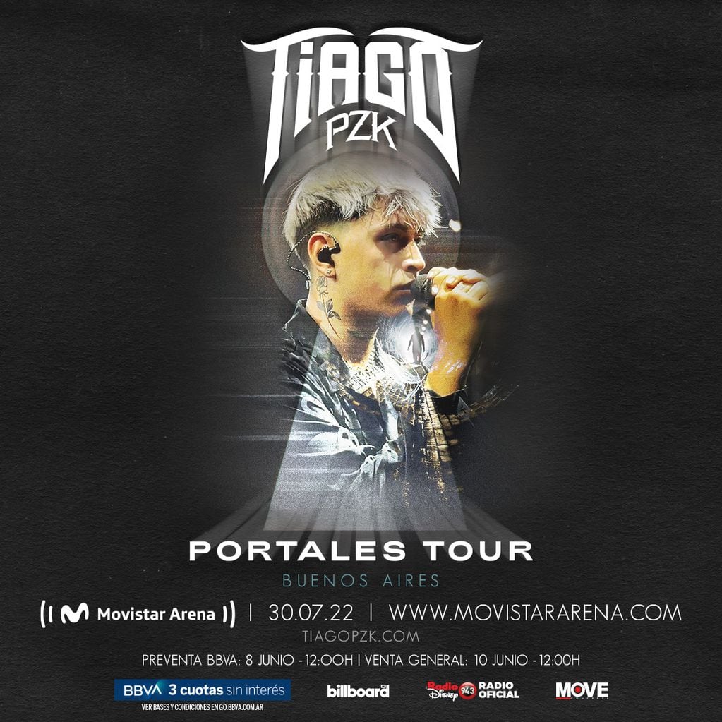 Tiago PZK se presentará en el Movistar Arena para iniciar su gira.