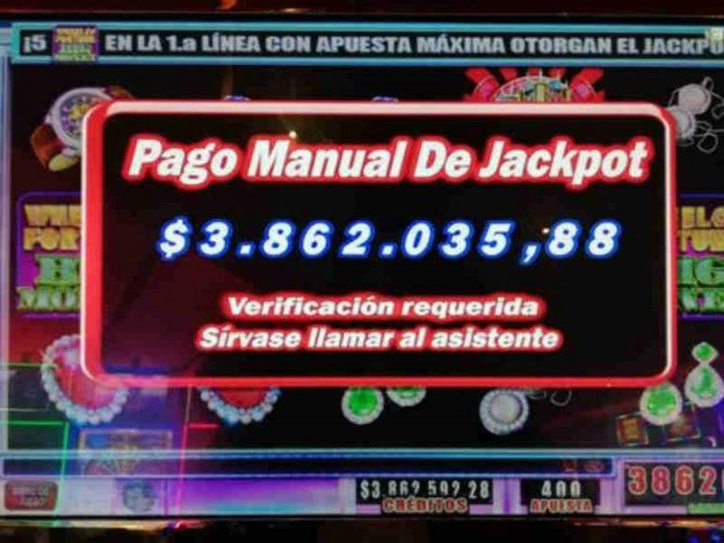 Apostó 40 pesos y ganó  cerca de cuatro millones en el casino. (Web)