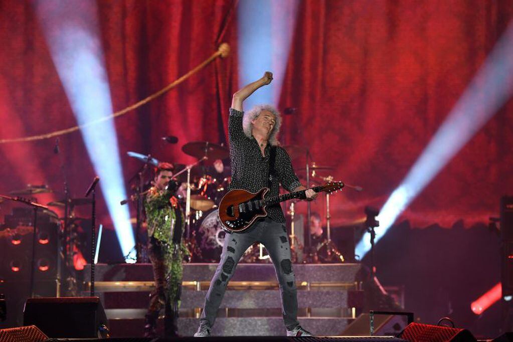 Brian May durante un concierto de Queen.  (Foto AAP)