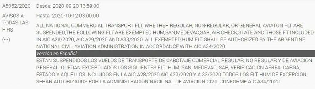 El mensaje de la ANAC a las aerolíneas.