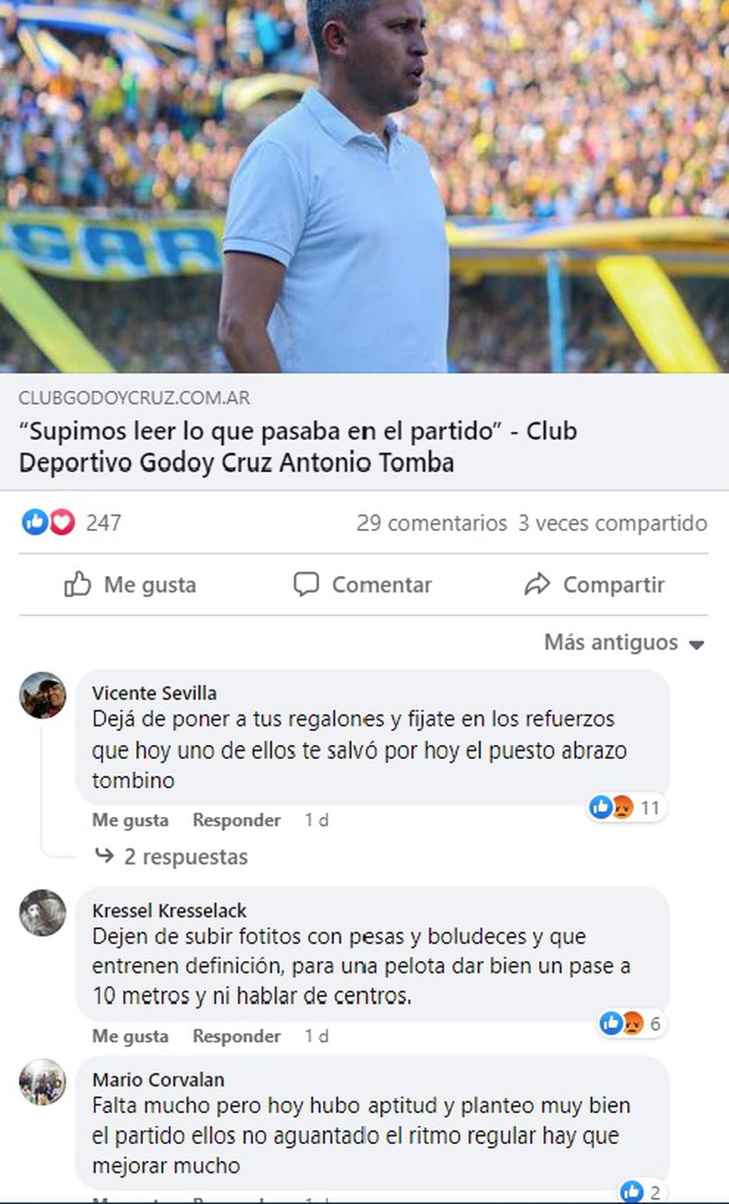 Triunfo de Godoy Cruz ante Rosario Central y sus repercusiones.