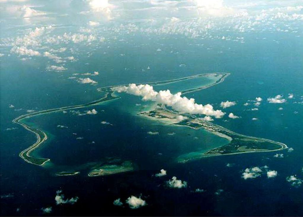 Chagos archipelago and site of a major United States military base in the middle of the Indian Ocean leased from Britain in 1966./File Photo isla Diego Garcia.