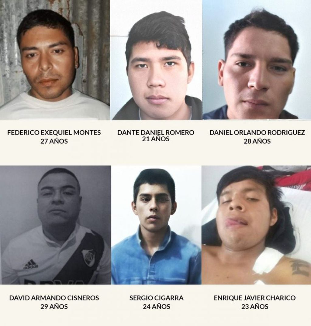 Los seis presos fugados en Tartagal. (Policía de Salta)