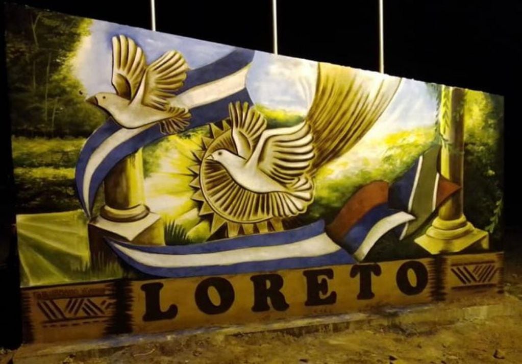 Loreto. Otro de los murales esgrafiados en la localidad, dentro del Programa de Revalorización de la Identidad Misionera. (Facebook Valeria Garibotti)