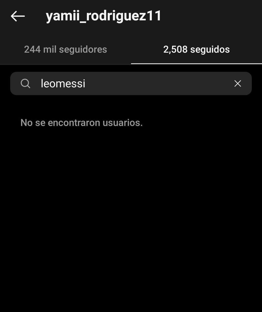 Yamila Rodríguez no sigue a Lionel Messi en Instagram