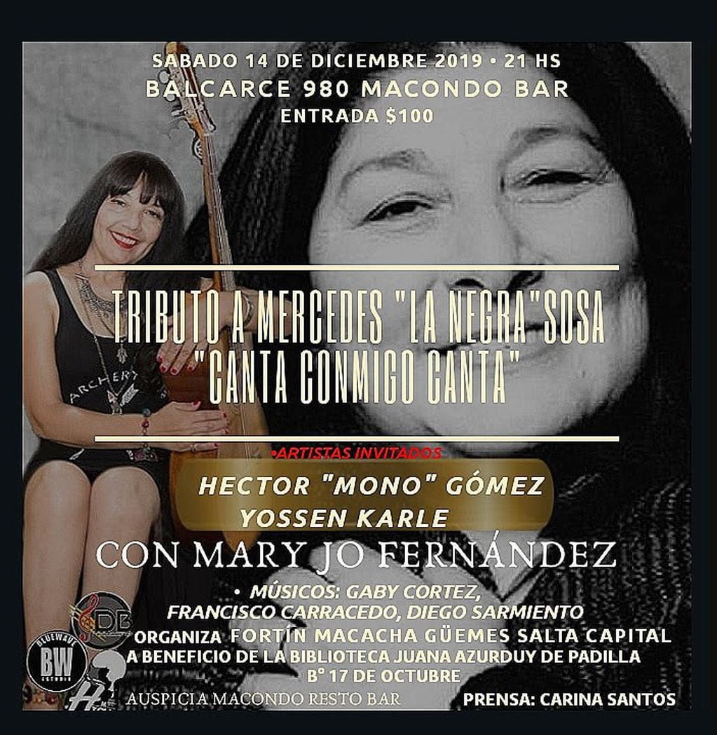 Canta Conmigo Canta en homenaje a Mercedes Sosa (Facebook Mary Jo Fernández)