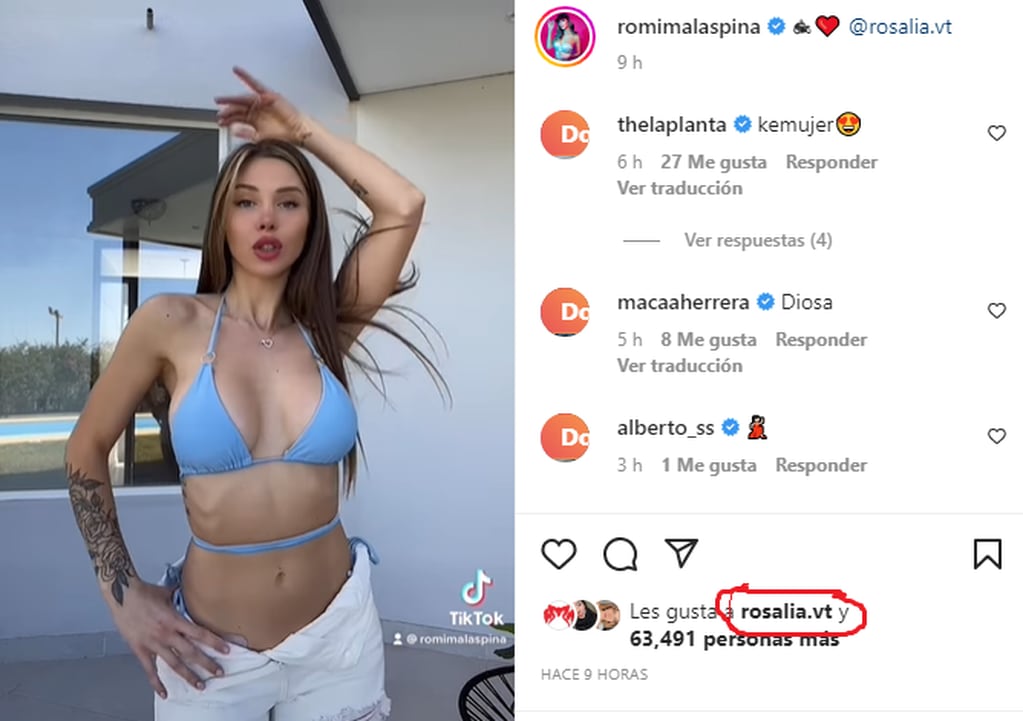 Romina Malaspina recibió un like de Rosalía