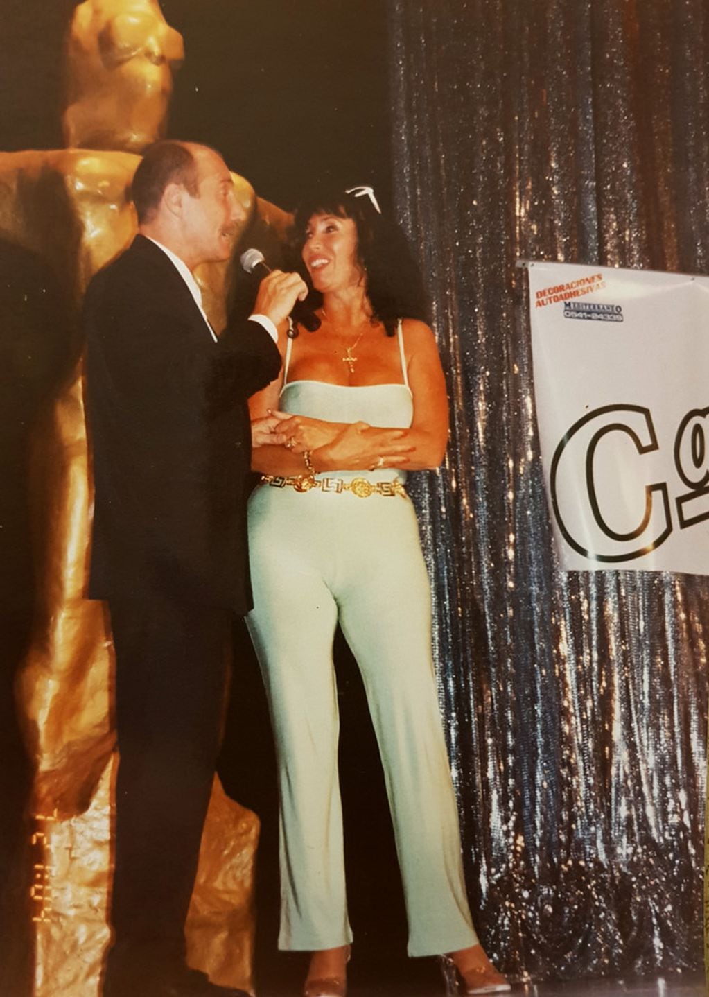 Moria Casán en Villa Carlos Paz junto al conductor "Lagarto" Guizzardi en la entrega de los premios "Carlos".