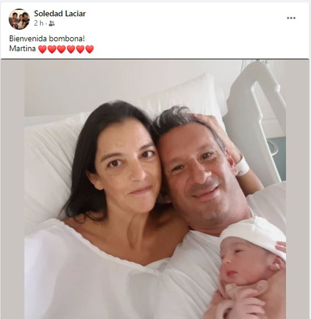 La mamá de Blas Correas publicó una foto por el nacimiento de su hija Martina. (Facebook)
