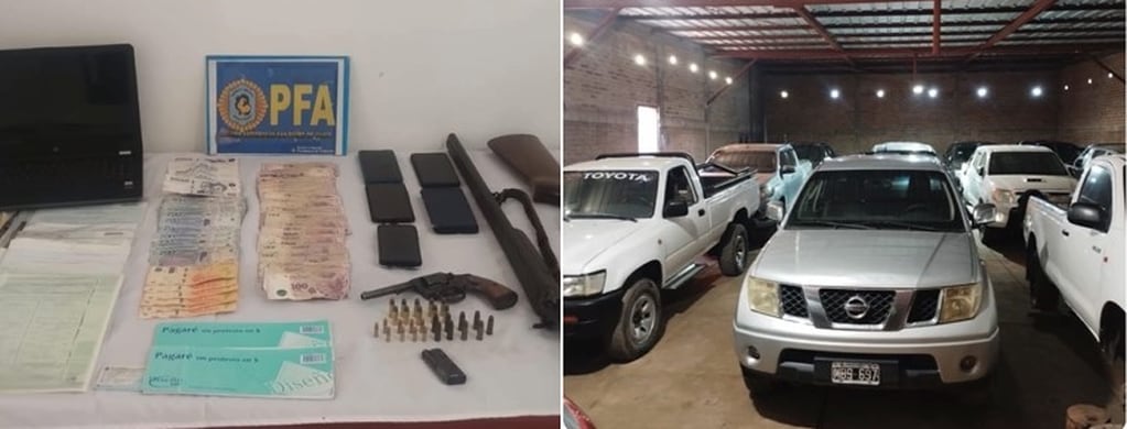 Armas, municiones, formularios del Registro Nacional de la Propiedad del Automotor y camionetas de alta gama, parte de los hallazgos en los allanamientos realizados en Palma Sola.