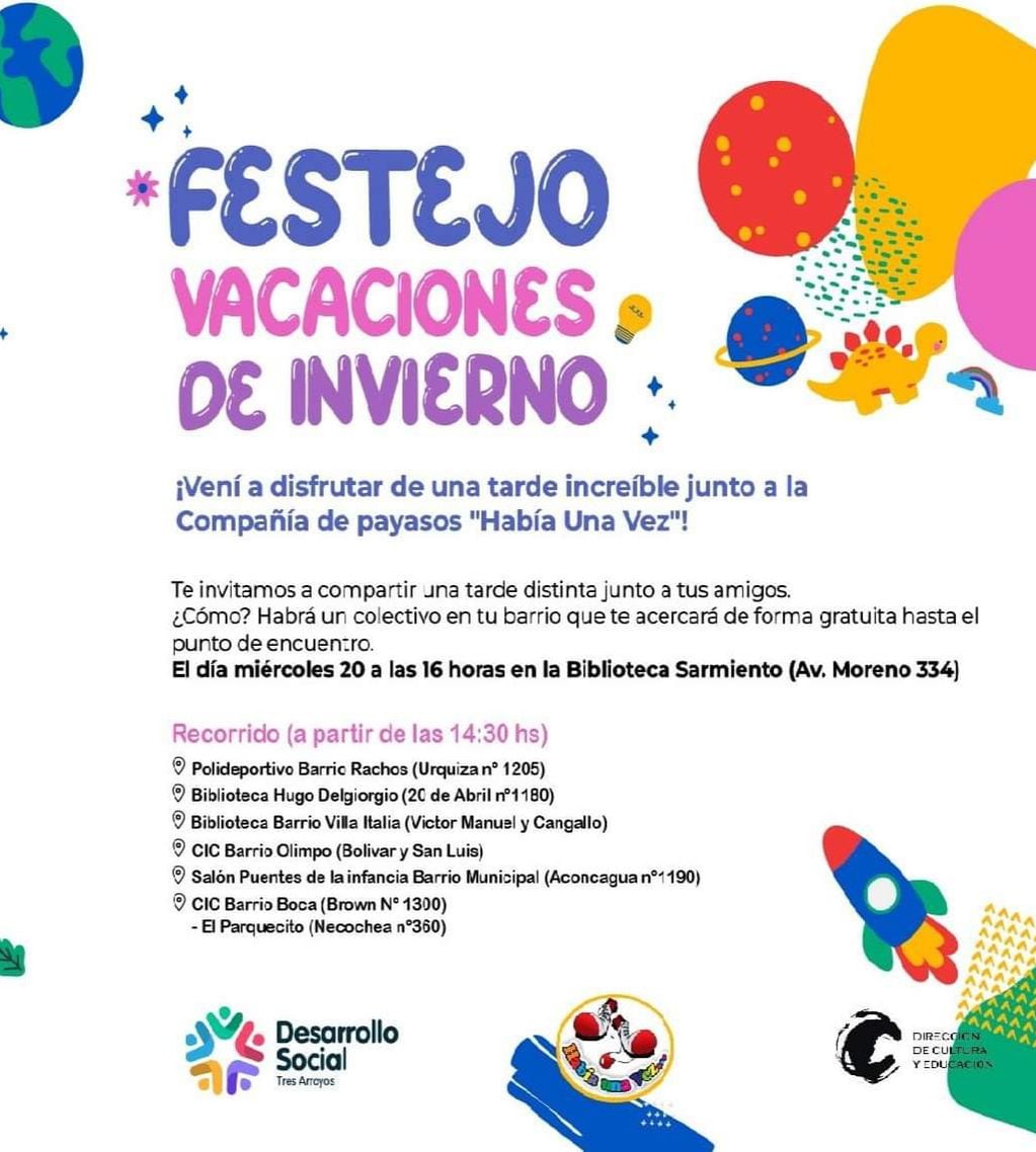 Vacaciones de Invierno: Actividades gratuitas para los niños de los barrios
