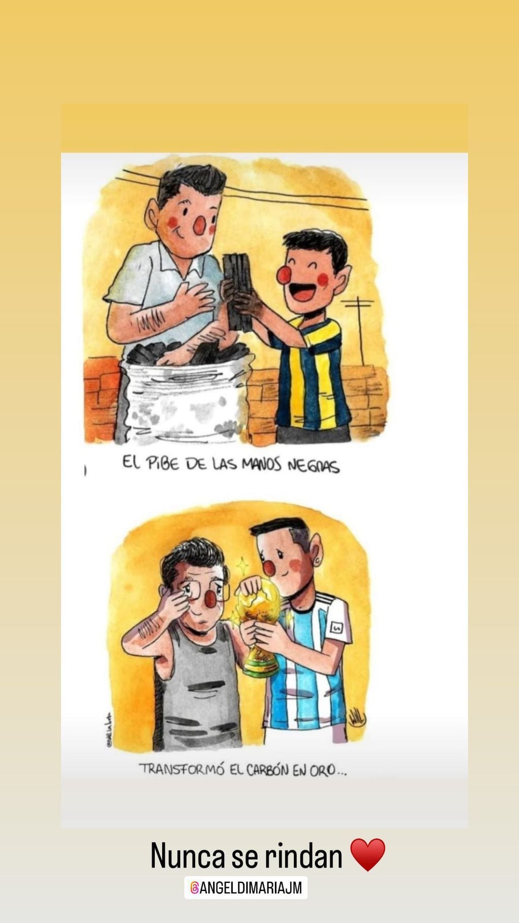 La caricatura sobre Di María y el mensaje de Jorgelina