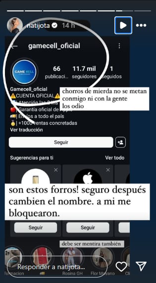 La cuenta de Instagram que usó la cara de Nati Jota sin permiso y a modo de estafa