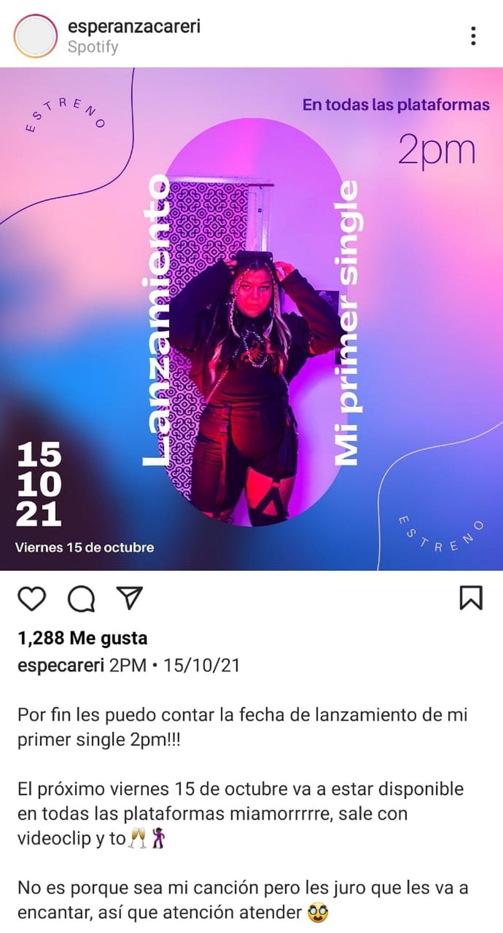 Esperanza Careri lanza su primer single.
