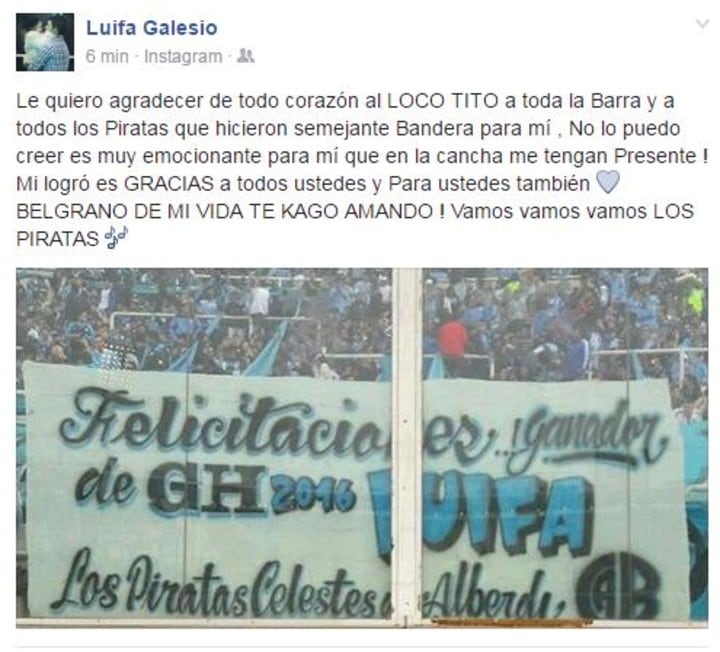 Luifa Galesio y su pasión por Belgrano.