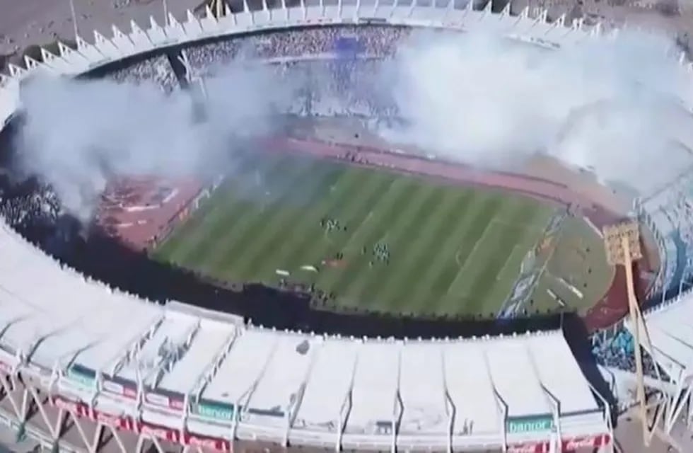 El estadio Mario Kempes desde arriba en el recibimiento de Talleres contra Belgrano.