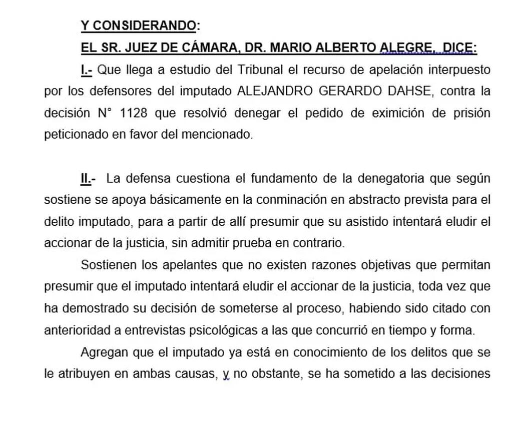 Por resolución de la Cámara de Apelaciones de Corrientes, revocaron la prisión preventiva aplicada a Gerardo Dahse.