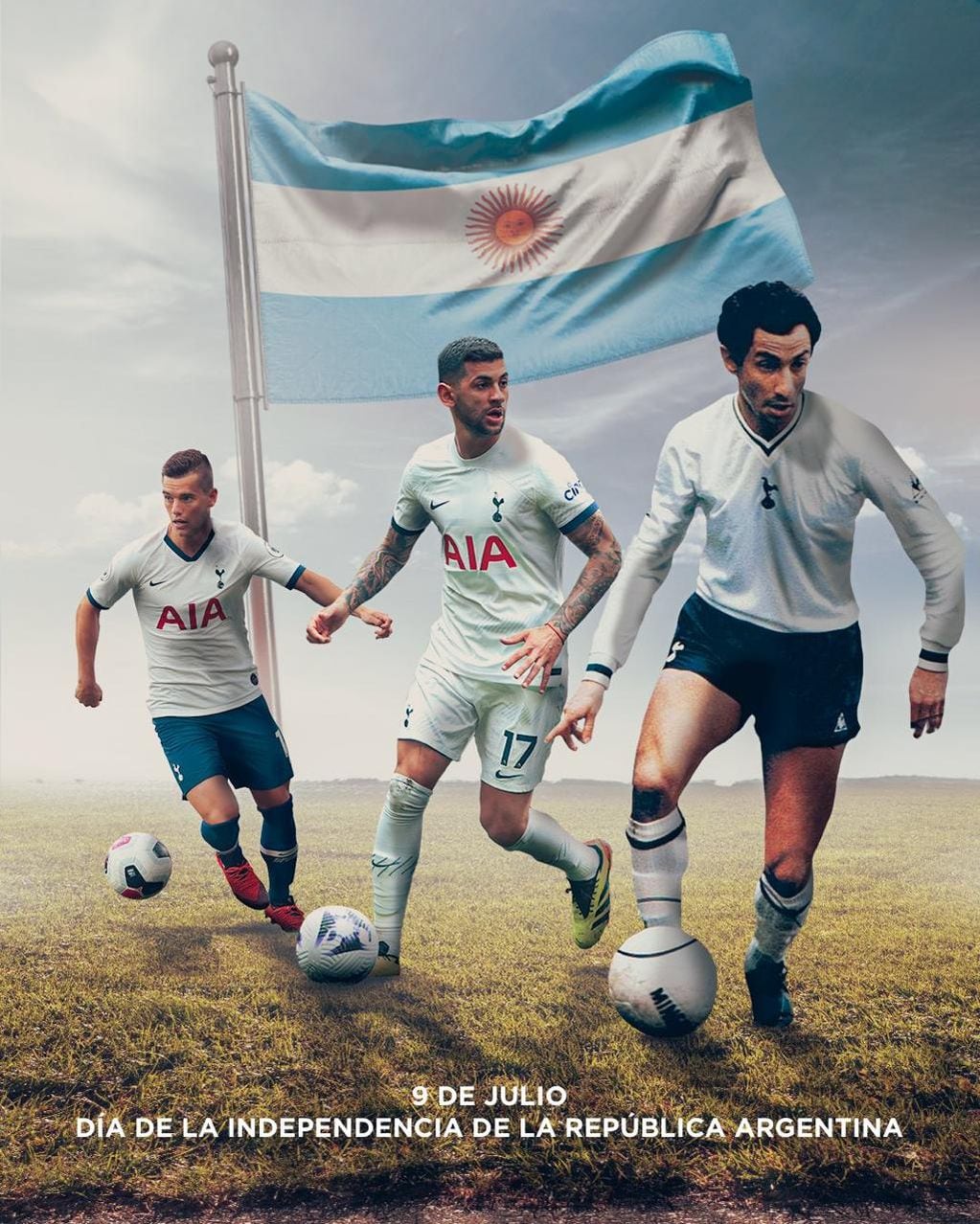 Romero, Ardiles y Lo Celso, los argentinos seleccionados por Tottenham por el Día de la Independencia.