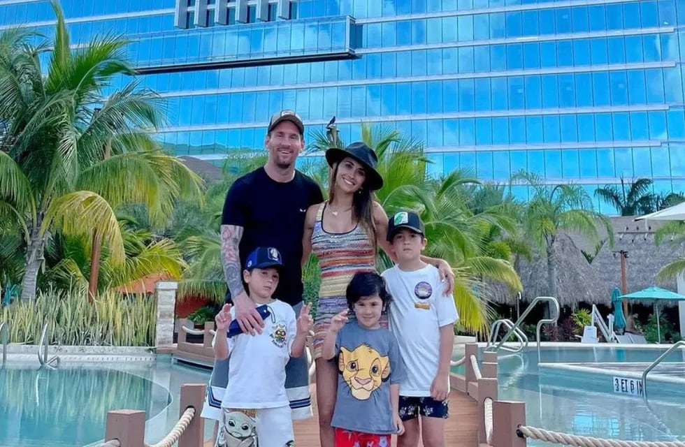 Lionel Messi de vacaciones en Miami junto con su esposa Antonela Roccuzzo y sus hijos Thiago, Mateo y Ciro.